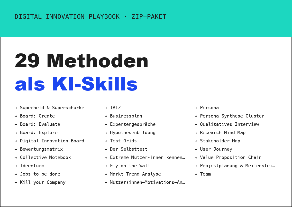 Vorschau: Digital Innovation Playbook: alle Methoden als KI-Skills